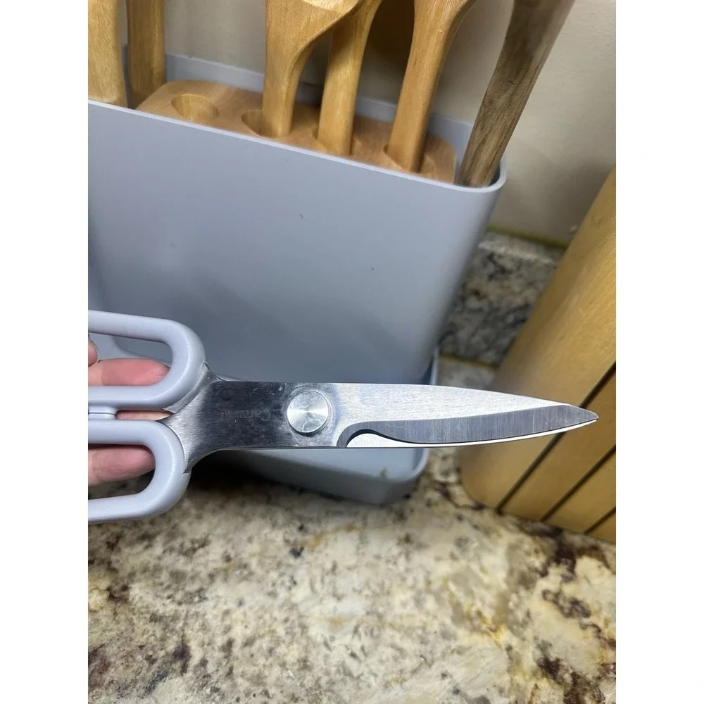Caraway Home 5-Piece Knife Set with Wooden Block - Gray